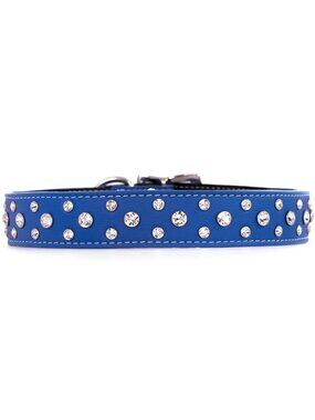 Swarovski Crystal Italian Leather Dog Collar (Like New) - Size 26